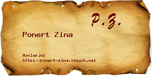 Ponert Zina névjegykártya